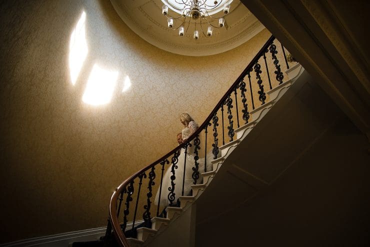grand stair entrance at eastwood hall in nottingham, photo