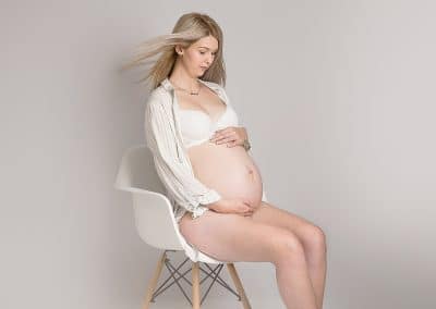 beautiful mummy to be on her maternity session looking lovely, wearing white and underwear