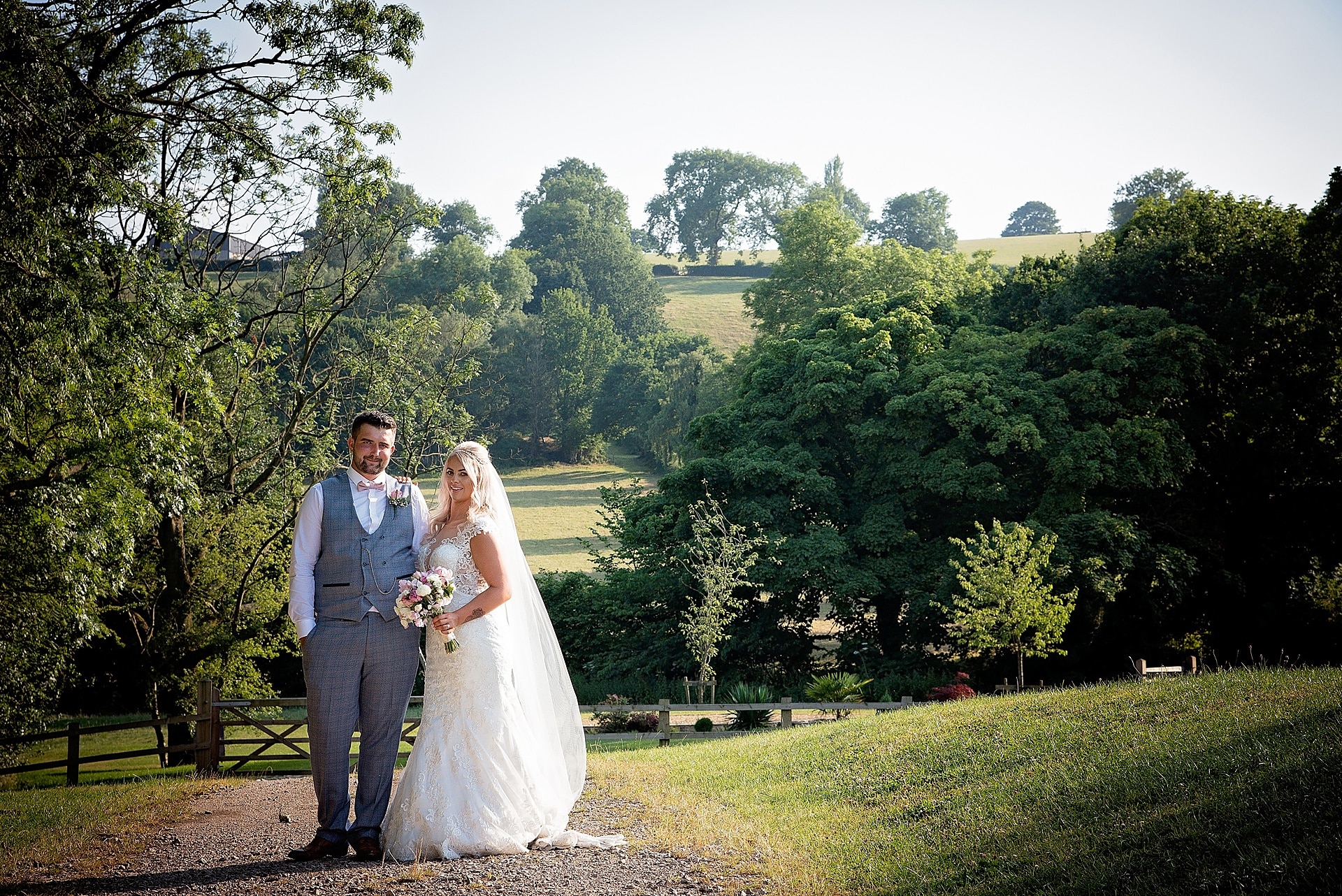bride at groom having a beautiful portrait photo in the grounds of the White Hart Inn Hotel, Nottingham wedding photographer - Rachael Phillips Photography