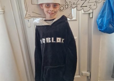 young boy dressed as xander as fatigue for world book day
