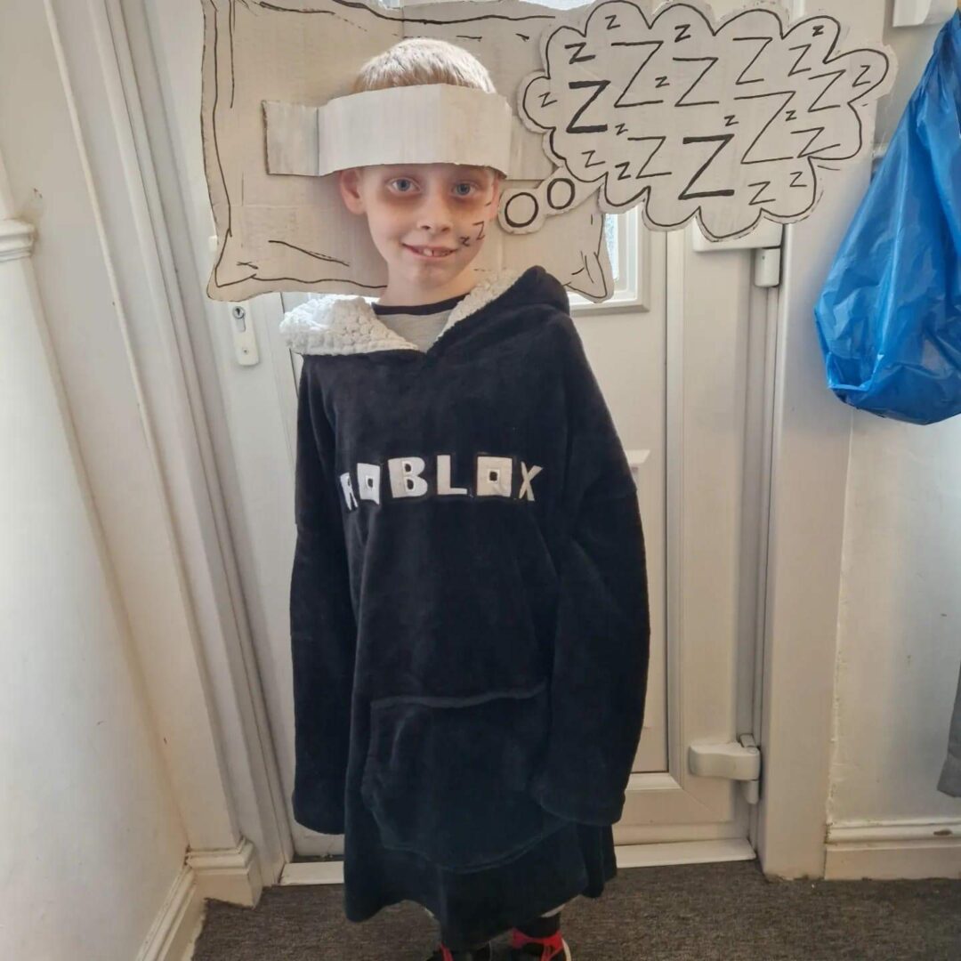 young boy dressed as xander as fatigue for world book day