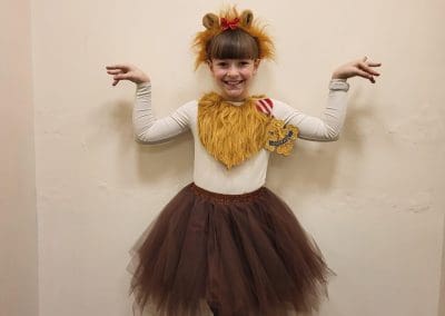 World book day girl dressed up as the cowardly lion