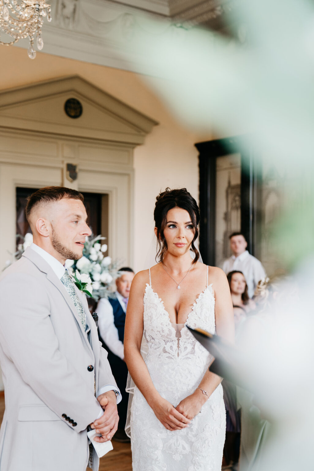 Bride and groom during their wedding ceremony.